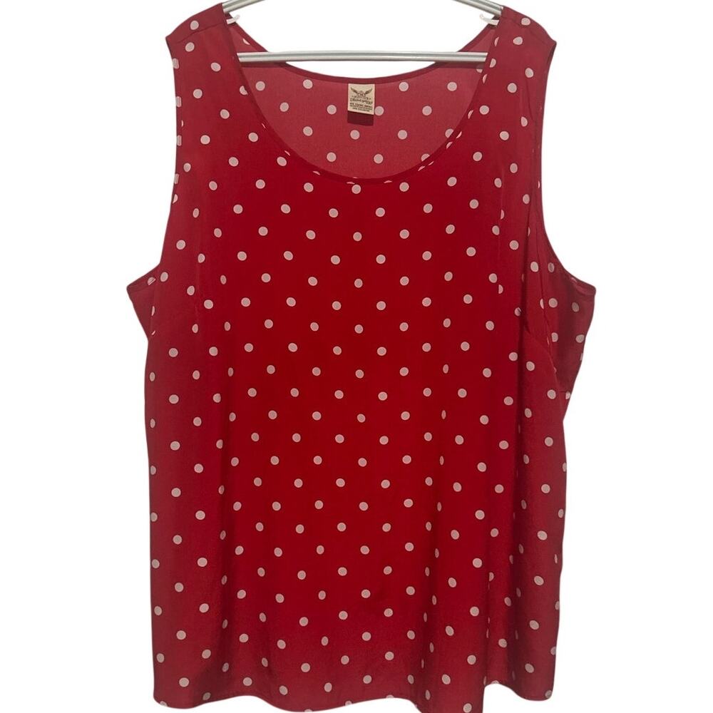 Faded Glory Women's Red White Polka a Dot Tank Top Size 4X 26W-28W